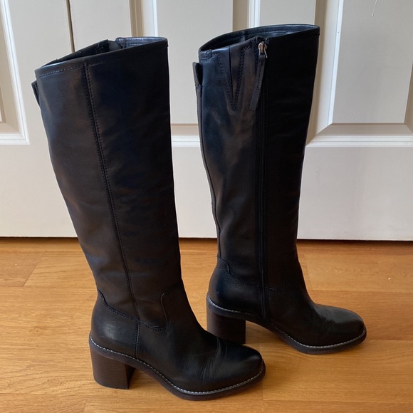 Franco Sarto Kemper Knee High Black Leather Boots, Size 7.5 - Picture 2 of 16